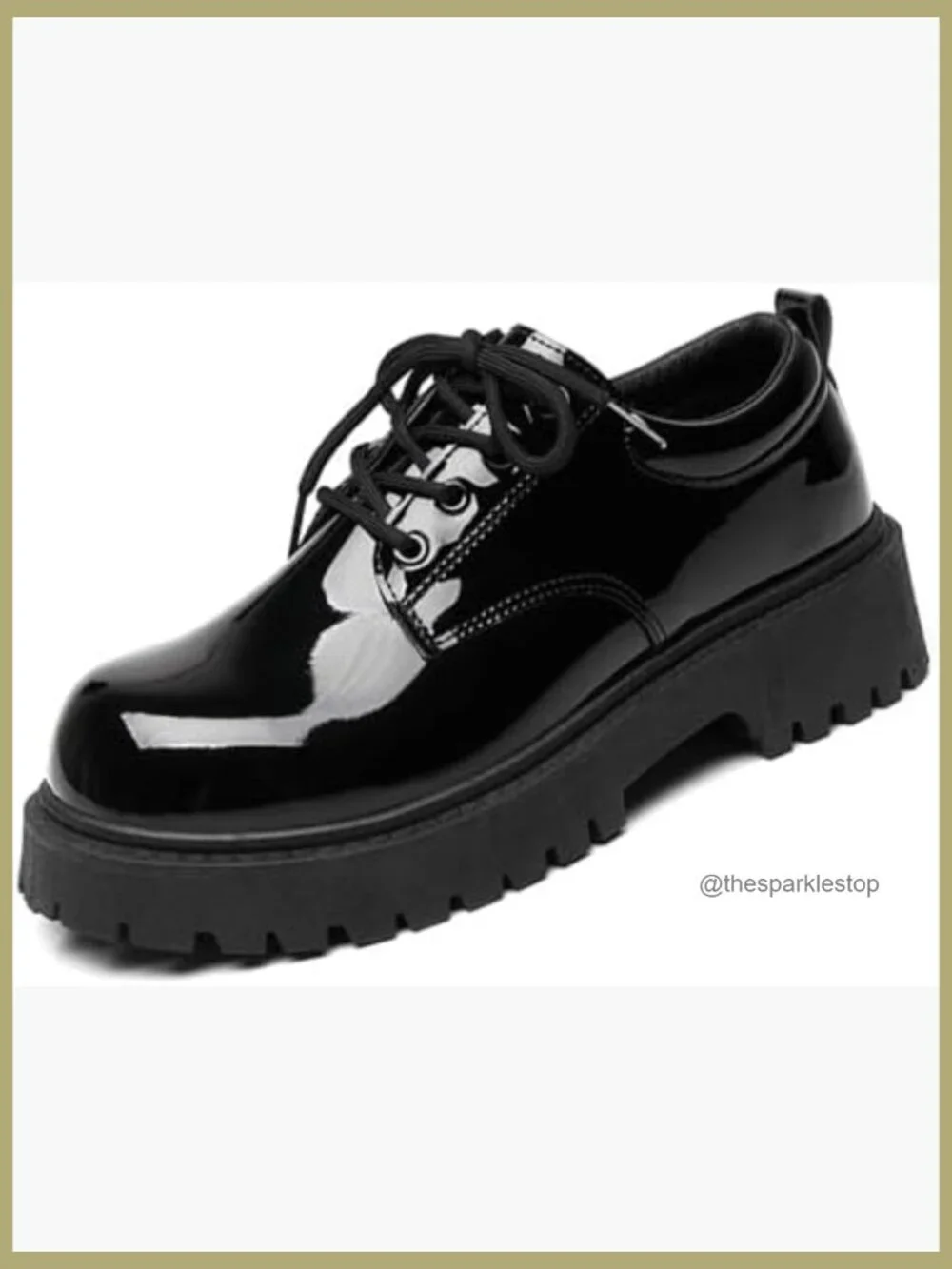 Patent Leather Platform Chunky Dress Shoes Lace Up Oxfords Derby Business Casual